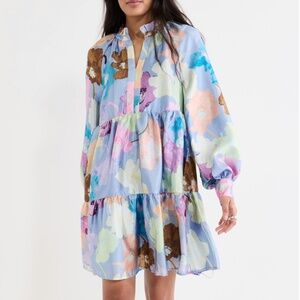 Stine Goya Jasmine Dress in Filigran Flower Blue, M, Excellent Condition